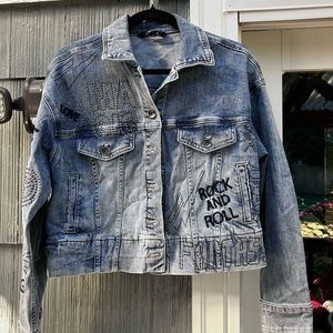 Brand new embroidered jean jacket! Size medium